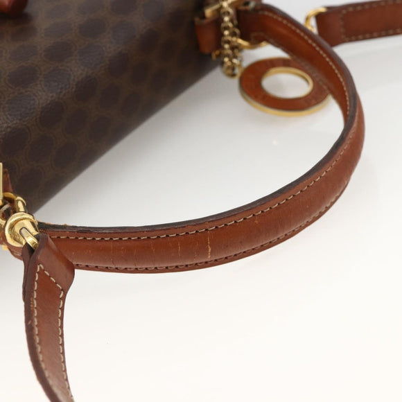CELINE Macadam Canvas Hand Bag PVC Leather 2way Brown Gold Auth YKZ459
