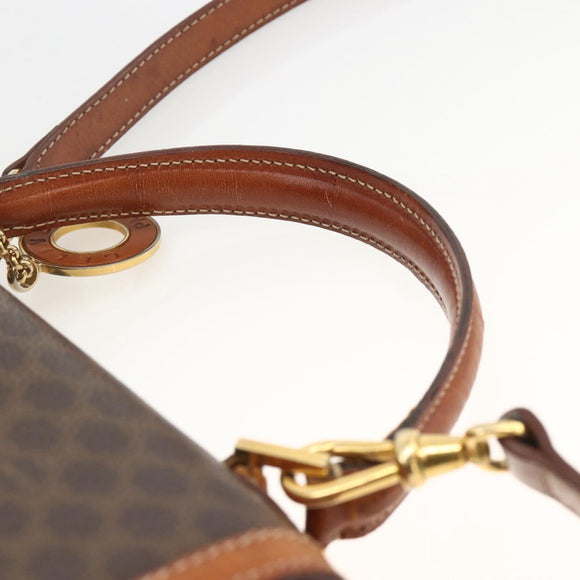CELINE Macadam Canvas Hand Bag PVC Leather 2way Brown Gold Auth YKZ459