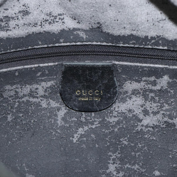GUCCI Bamboo Shoulder Bag Leather 2way Black Gold 001 1705 1638 Auth YKZ462