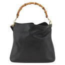 GUCCI Bamboo Shoulder Bag Leather 2way Black Gold 001 1705 1638 Auth YKZ462-2