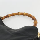 GUCCI Bamboo Shoulder Bag Leather 2way Black Gold 001 1705 1638 Auth YKZ462-8