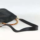 GUCCI Bamboo Shoulder Bag Leather 2way Black Gold 001 1705 1638 Auth YKZ462-9