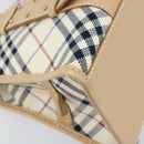 BURBERRY Nova Check Blue Label Hand Bag Canvas Ivory Silver Auth YKZ469-16