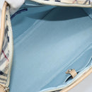 BURBERRY Nova Check Blue Label Hand Bag Canvas Ivory Silver Auth YKZ469-12