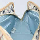 BURBERRY Nova Check Blue Label Hand Bag Canvas Ivory Silver Auth YKZ469-18