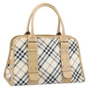 BURBERRY Nova Check Blue Label Hand Bag Canvas Ivory Silver Auth YKZ469-1