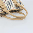 BURBERRY Nova Check Blue Label Hand Bag Canvas Ivory Silver Auth YKZ469-7