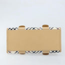 BURBERRY Nova Check Blue Label Hand Bag Canvas Ivory Silver Auth YKZ469-5
