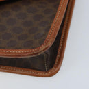 CELINE Macadam Canvas Circle Shoulder Bag PVC Leather Brown Gold Auth YKZ472-9