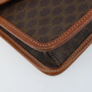 CELINE Macadam Canvas Circle Shoulder Bag PVC Leather Brown Gold Auth YKZ472-14