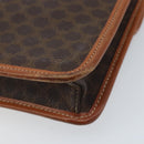 CELINE Macadam Canvas Circle Shoulder Bag PVC Leather Brown Gold Auth YKZ472-15