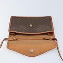 CELINE Macadam Canvas Circle Shoulder Bag PVC Leather Brown Gold Auth YKZ472-10