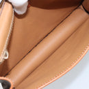 CELINE Macadam Canvas Circle Shoulder Bag PVC Leather Brown Gold Auth YKZ472-11