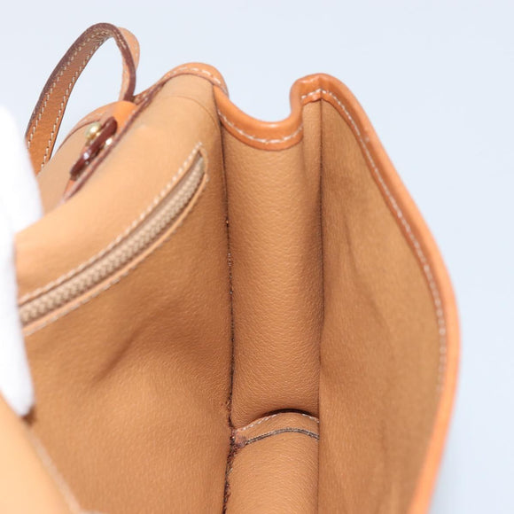 CELINE Macadam Canvas Circle Shoulder Bag PVC Leather Brown Gold Auth YKZ472