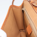 CELINE Macadam Canvas Circle Shoulder Bag PVC Leather Brown Gold Auth YKZ472-20
