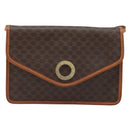 CELINE Macadam Canvas Circle Shoulder Bag PVC Leather Brown Gold Auth YKZ472-13
