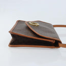 CELINE Macadam Canvas Circle Shoulder Bag PVC Leather Brown Gold Auth YKZ472-3