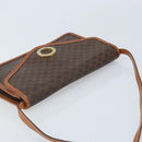 CELINE Macadam Canvas Circle Shoulder Bag PVC Leather Brown Gold Auth YKZ472-6
