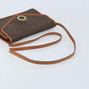 CELINE Macadam Canvas Circle Shoulder Bag PVC Leather Brown Gold Auth YKZ472-7