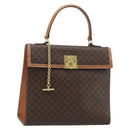 CELINE Macadam Canvas Hand Bag PVC Leather Brown Gold Auth YKZ473A-1