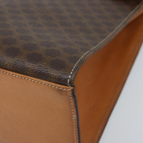 CELINE Macadam Canvas Hand Bag PVC Leather Brown Gold Auth YKZ473A