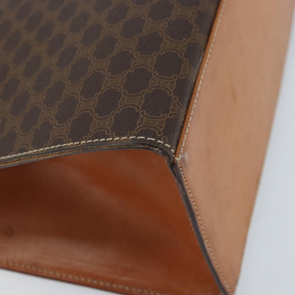 CELINE Macadam Canvas Hand Bag PVC Leather Brown Gold Auth YKZ473A