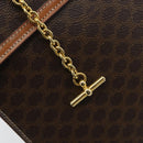 CELINE Macadam Canvas Hand Bag PVC Leather Brown Gold Auth YKZ473A-19