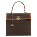 CELINE Macadam Canvas Hand Bag PVC Leather Brown Gold Auth YKZ473A-13