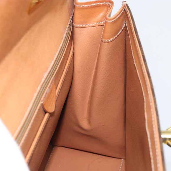 CELINE Macadam Canvas Hand Bag PVC Leather Brown Gold Auth YKZ473A