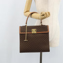 CELINE Macadam Canvas Hand Bag PVC Leather Brown Gold Auth YKZ473A-25