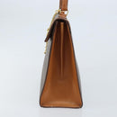 CELINE Macadam Canvas Hand Bag PVC Leather Brown Gold Auth YKZ473A-3