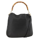 GUCCI Bamboo Shoulder Bag Leather 2way Black Gold 001 1577 Auth YKZ474-1