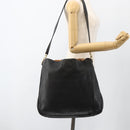 GUCCI Bamboo Shoulder Bag Leather 2way Black Gold 001 1577 Auth YKZ474-23