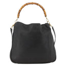 GUCCI Bamboo Shoulder Bag Leather 2way Black Gold 001 1577 Auth YKZ474-13