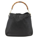 GUCCI Bamboo Shoulder Bag Leather 2way Black Gold 001 1577 Auth YKZ474-2
