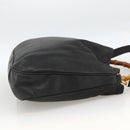 GUCCI Bamboo Shoulder Bag Leather 2way Black Gold 001 1577 Auth YKZ474-4