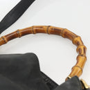 GUCCI Bamboo Shoulder Bag Leather 2way Black Gold 001 1577 Auth YKZ474-8