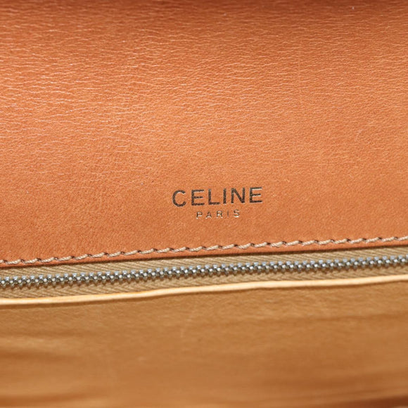 CELINE Macadam Canvas Horsebit Shoulder Bag PVC Leather Brown Gold Auth YKZ475