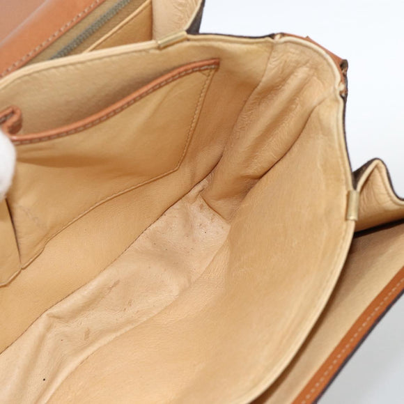 CELINE Macadam Canvas Horsebit Shoulder Bag PVC Leather Brown Gold Auth YKZ475