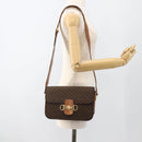 CELINE Macadam Canvas Horsebit Shoulder Bag PVC Leather Brown Gold Auth YKZ475-25