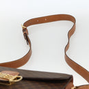 CELINE Macadam Canvas Horsebit Shoulder Bag PVC Leather Brown Gold Auth YKZ475-8