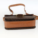 CELINE Macadam Canvas Horsebit Shoulder Bag PVC Leather Brown Gold Auth YKZ475-5