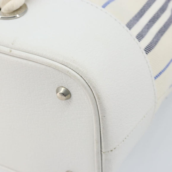BURBERRY Hand Bag Canvas White Silver Auth YKZ477