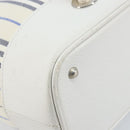 BURBERRY Hand Bag Canvas White Silver Auth YKZ477-14