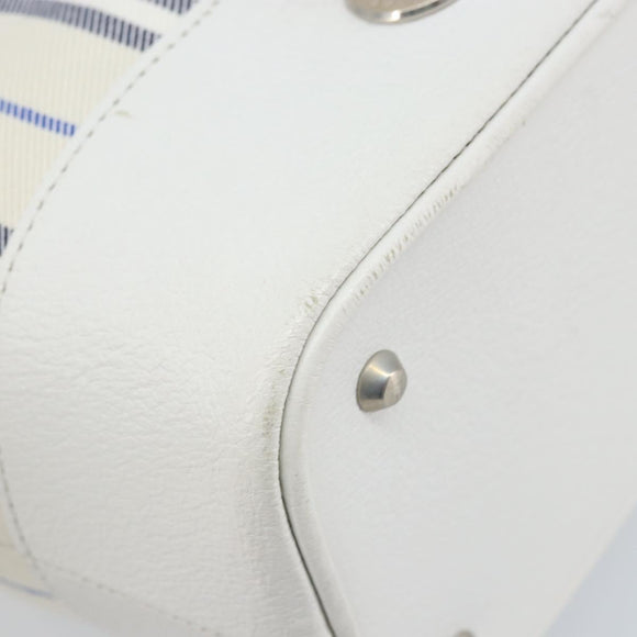BURBERRY Hand Bag Canvas White Silver Auth YKZ477