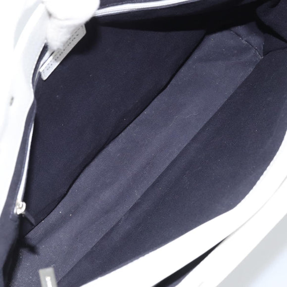 BURBERRY Hand Bag Canvas White Silver Auth YKZ477