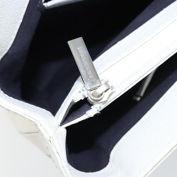 BURBERRY Hand Bag Canvas White Silver Auth YKZ477