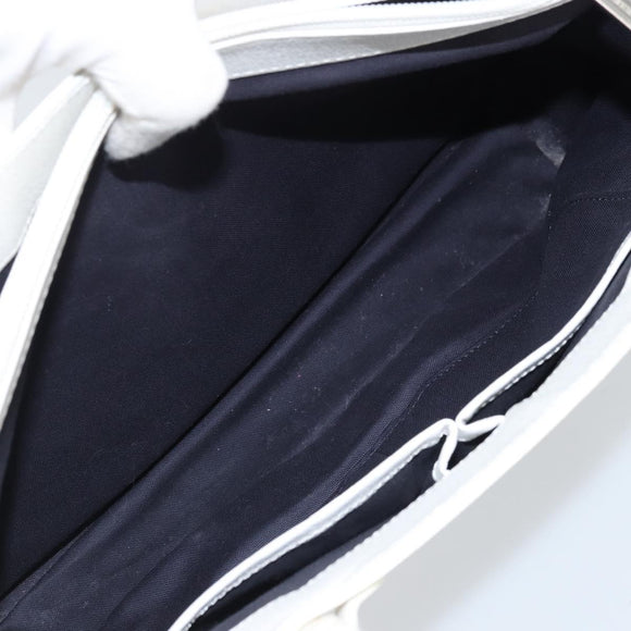 BURBERRY Hand Bag Canvas White Silver Auth YKZ477