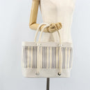 BURBERRY Hand Bag Canvas White Silver Auth YKZ477-23