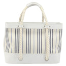 BURBERRY Hand Bag Canvas White Silver Auth YKZ477-2
